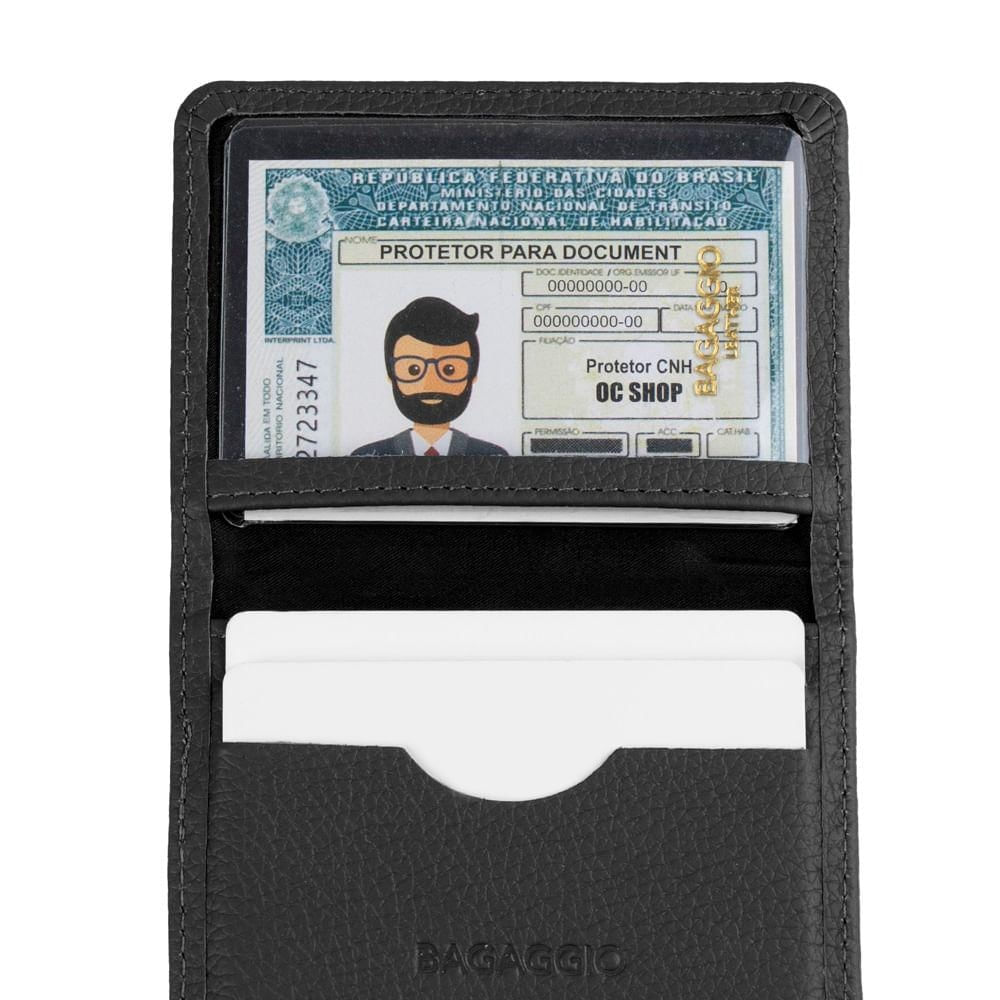 Foto 4 de Carteira Masculina De Couro Compacta Bond Preta U / Preto