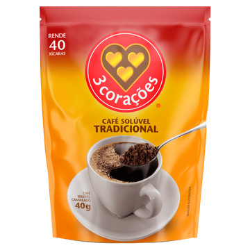 3 Corações Café Solúvel Tradicional Refil 40g