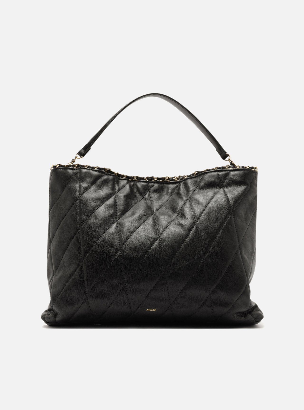 Bolsa Hobo Preta Couro Grande Matelassê
