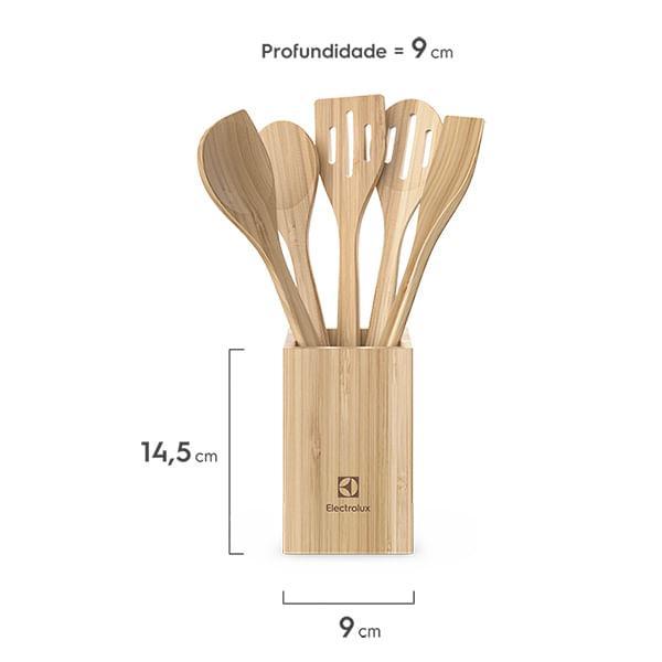 Foto 2 de Conjunto de Utensílios de Bambu de 06 Peças