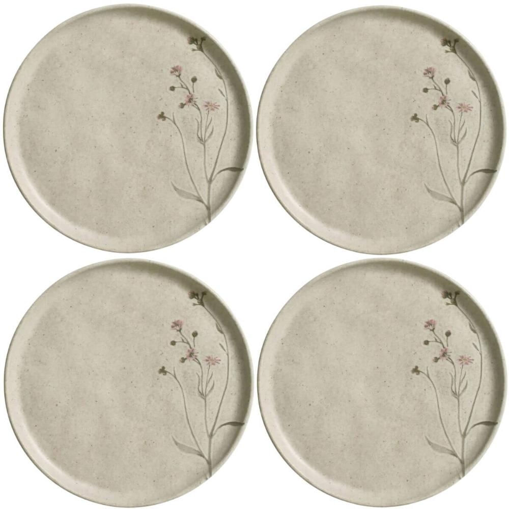 Kit 4 Pratos para Sobremesa Raso 21,5cm Porto Brasil Cerâmica Bio Campestre Off White
