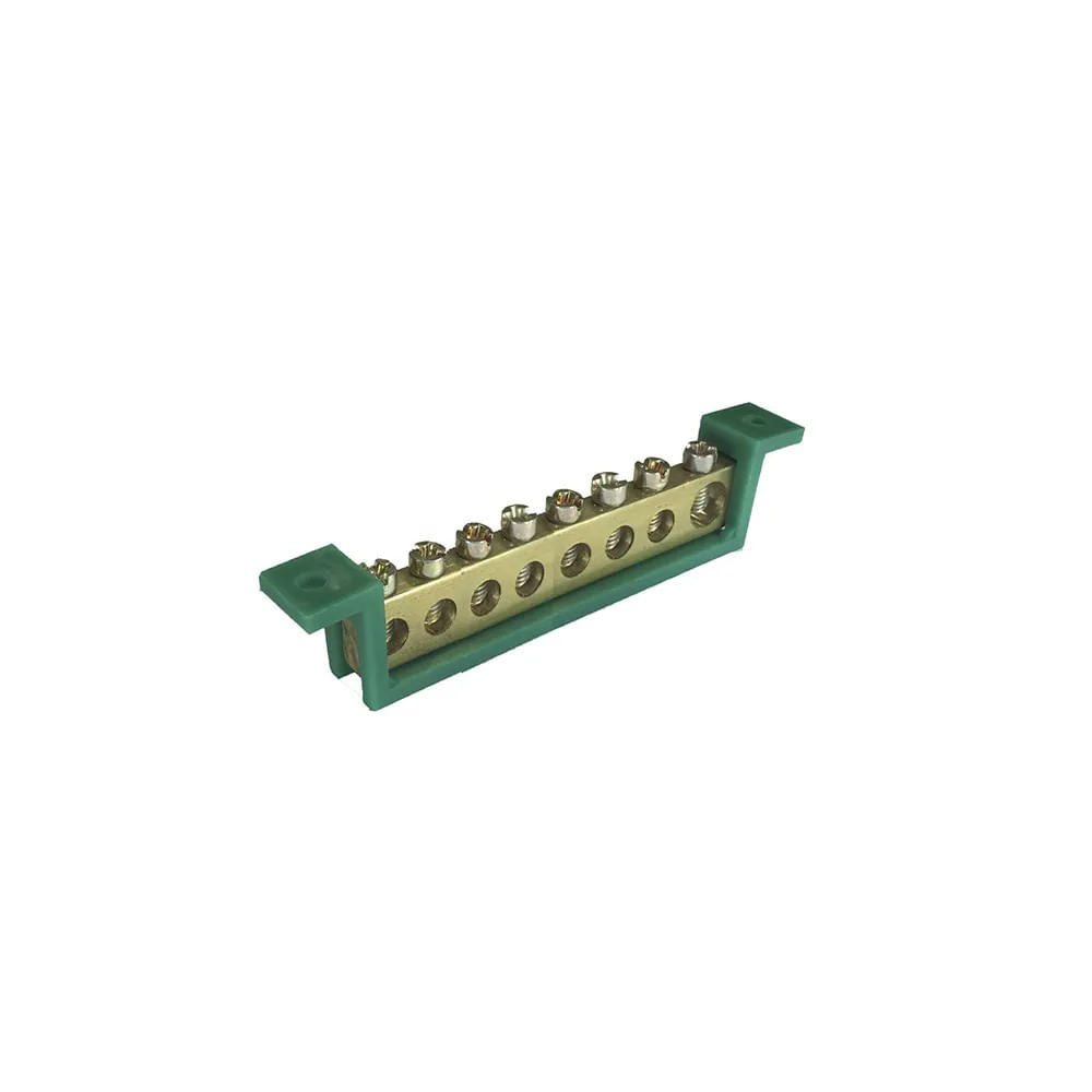 Barramento Terra 08 Terminais Verde Fix 89 Mm Steck