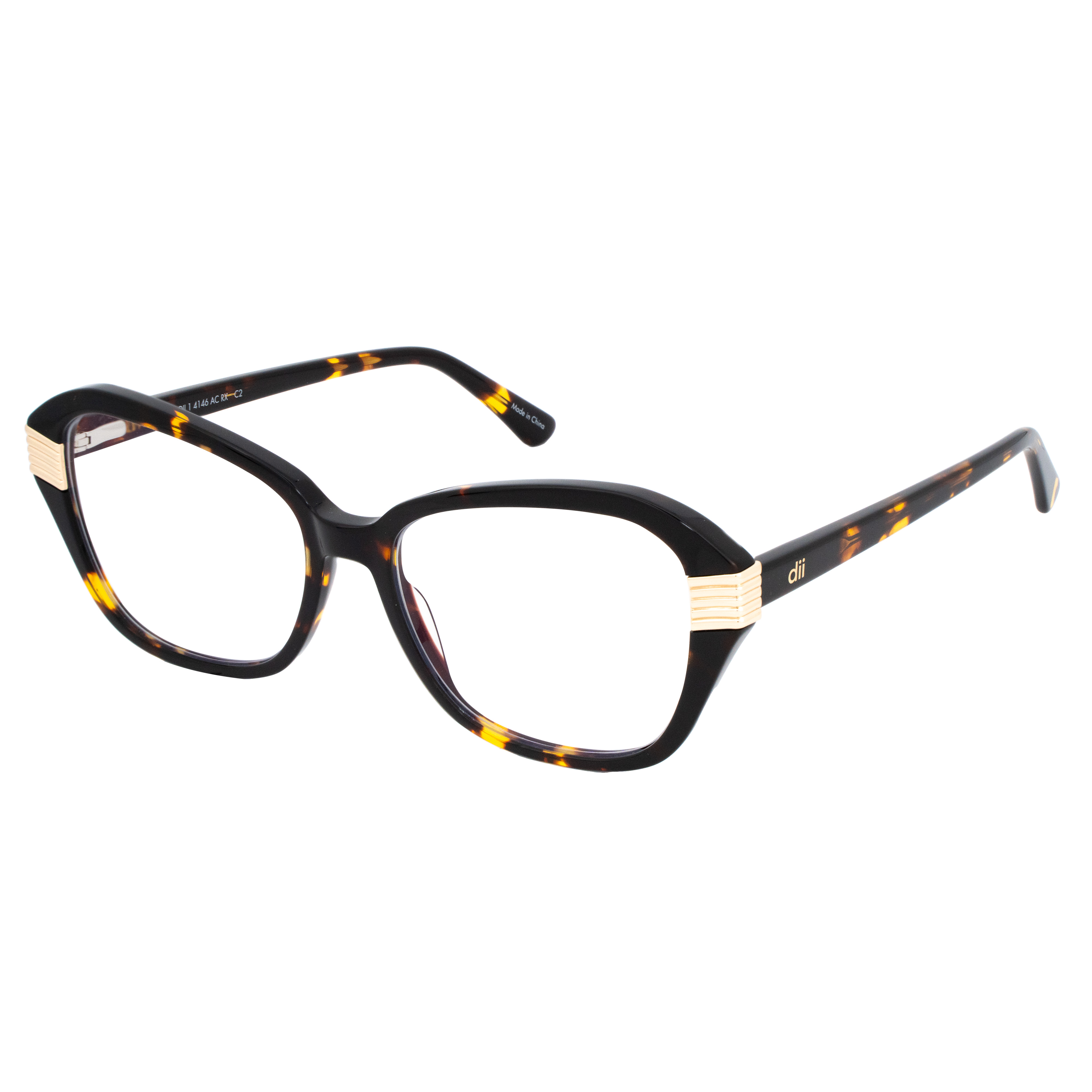 Armação para Óculos de Grau Feminino Dii Collection 1 4146 Demi Marrom com Dourado