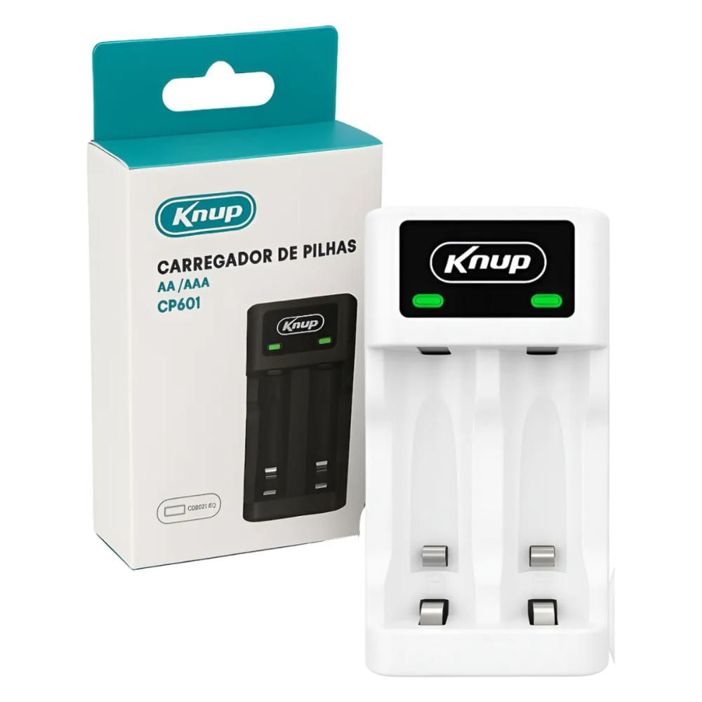 Foto 2 de Carregador de Pilhas e Baterias Recarregáveis - Branco - KNUP
