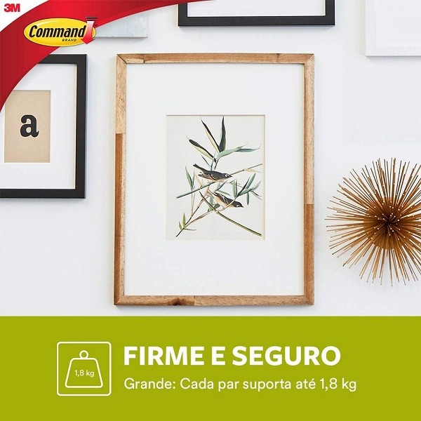 Foto 2 de Kit com 6 Pares Fixa Quadros Adesivo Command Grande ATE 1,8KG