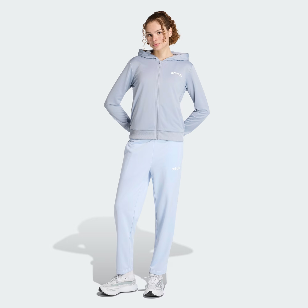Agasalho Adidas Linear TS Feminino Prata e Azul Claro