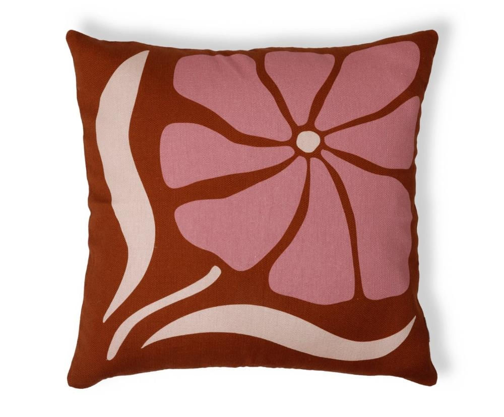 Capa de Almofada Estampada Flô Terracota Marrom