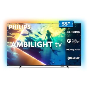 PHILIPS, Smart TV Ambilight 55" 4K, Titan OS, 55PUG810078, Comando de Voz, HDR10+Dolby Atmos, VRRALLM, Bluetooth