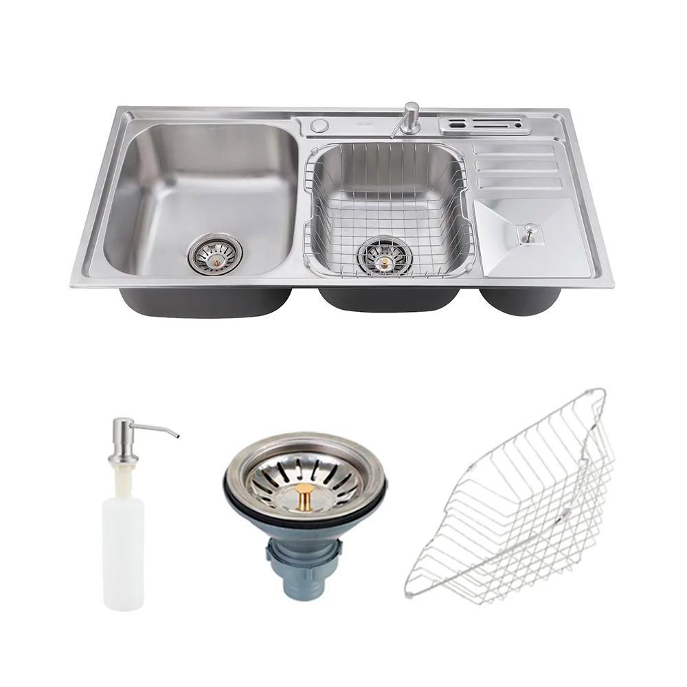 Cuba Dupla Caiapós 45x92cm Inox 304 - Pingoo Prata
