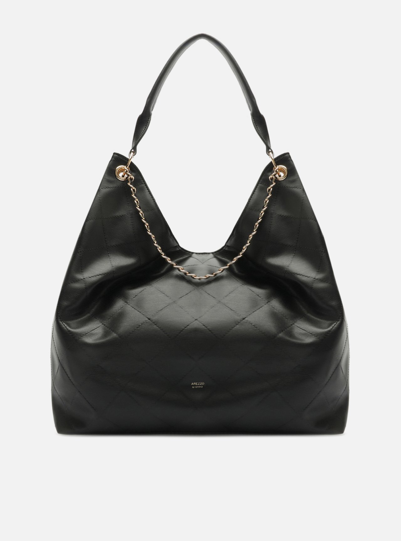 Bolsa Hobo Preta Grande Matelassê Alça Corrente