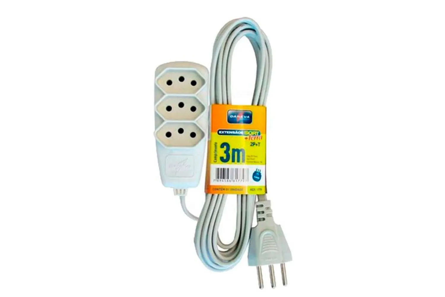 EXTENSAO SORT PP 3X0,75 2P+T 10A GELO 3M - 6PCS/CX DANEVA