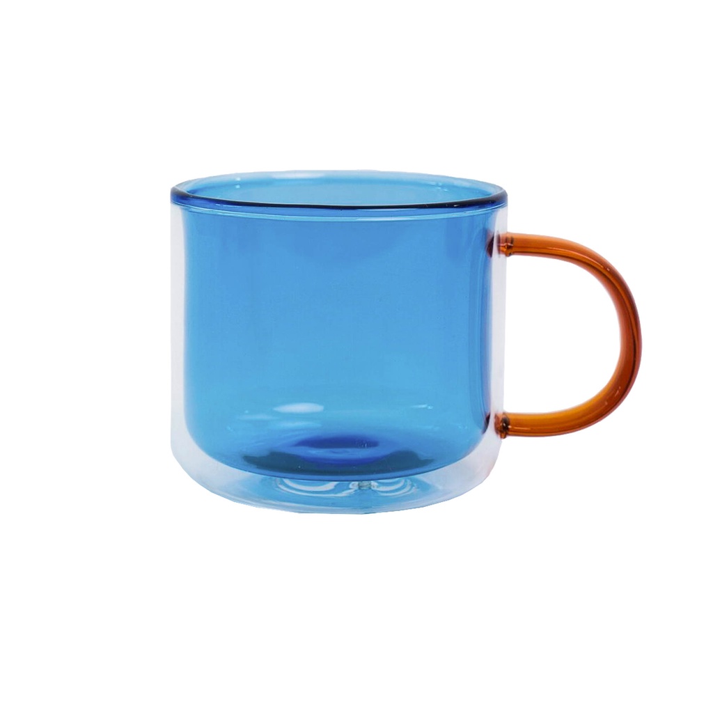 caneca xícara de vidro borossilicato para café/chá com alça e parede dupla – oikos