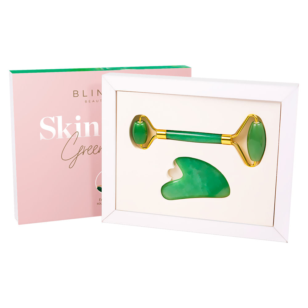 Blink Lab Skin Glow Kit – Roller Massageador + Guashá de Jade — Kit