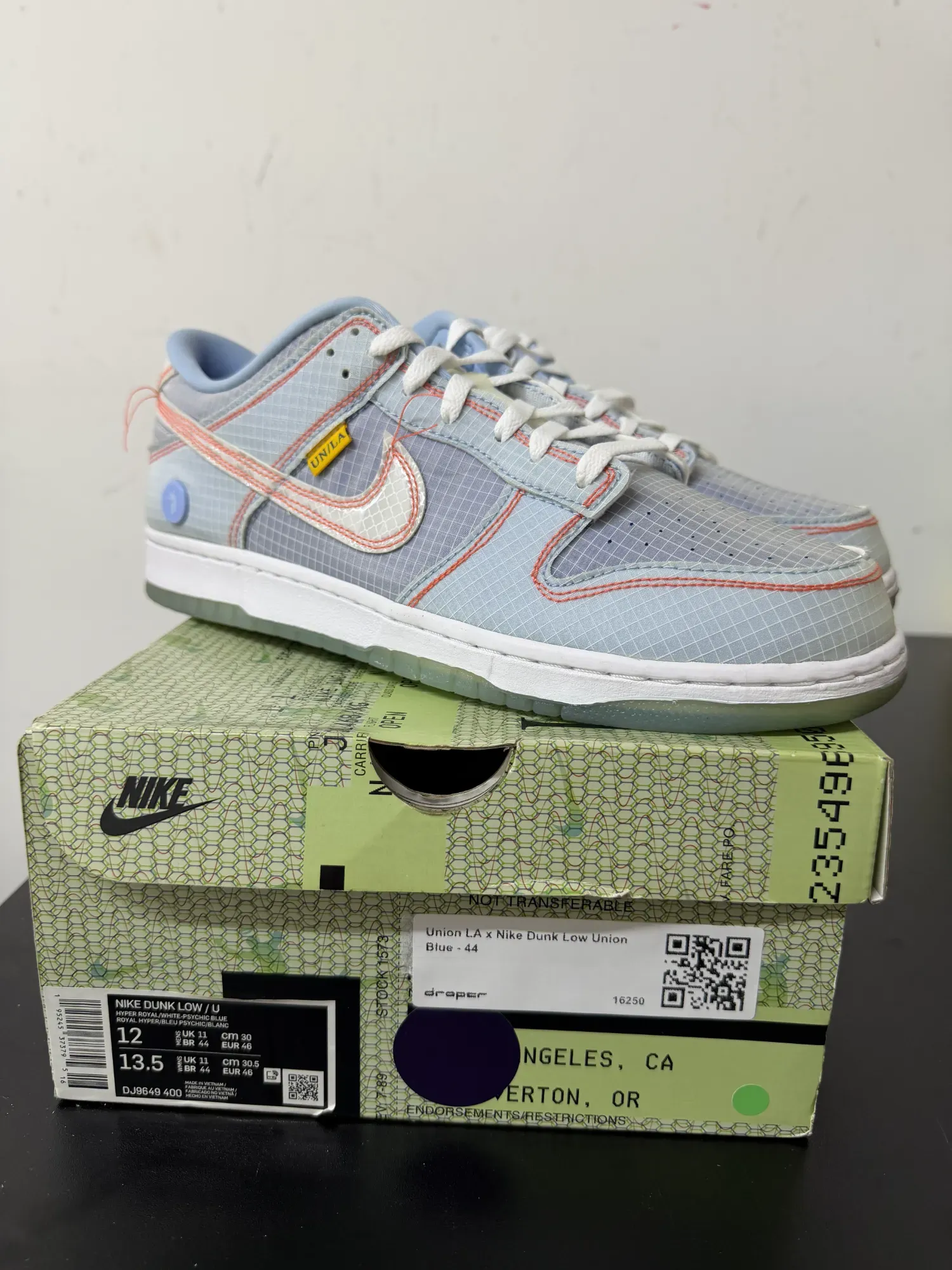 Union LA x Nike Dunk Low Union Blue — 44, Novo