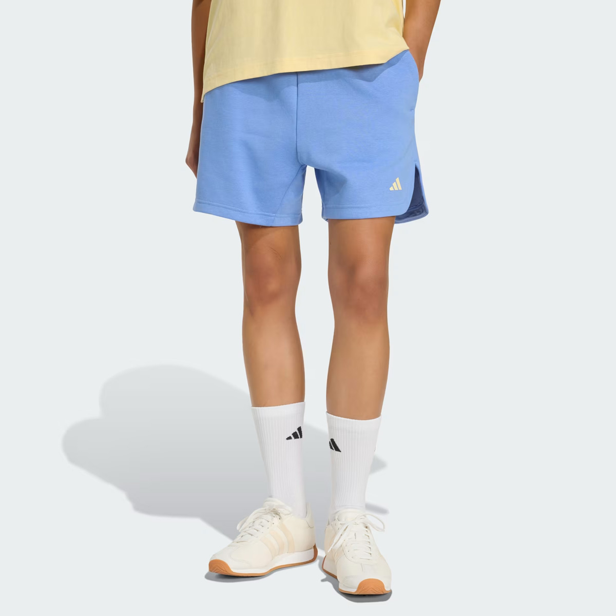 Shorts Adidas 3 Stripes Studio Fleece Loose Feminina Azul