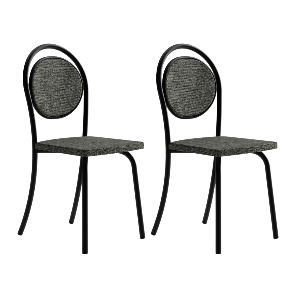 Conjunto 2 Cadeiras De jantar 1738 Carraro Preto/Cinza