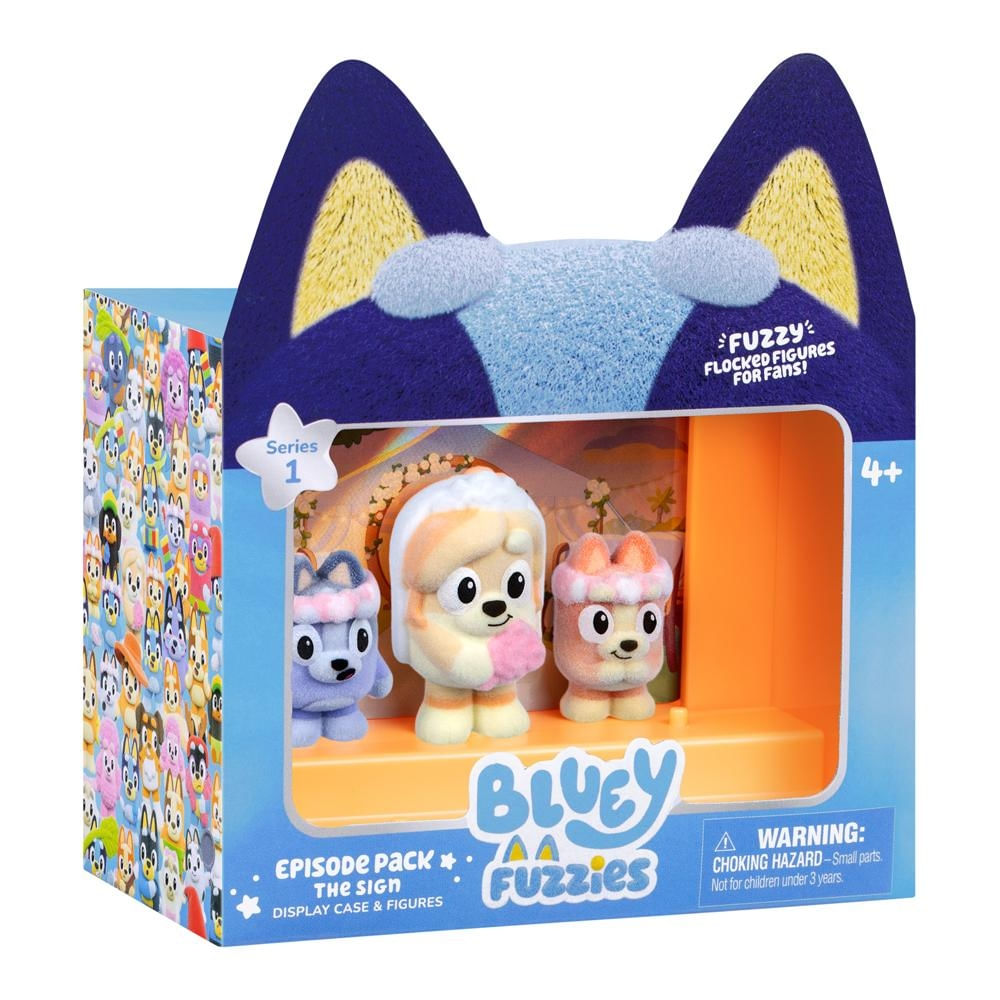 Foto 2 de Kit 3 Bonecos Colecionáveis Bluey Fuzzies - A placa