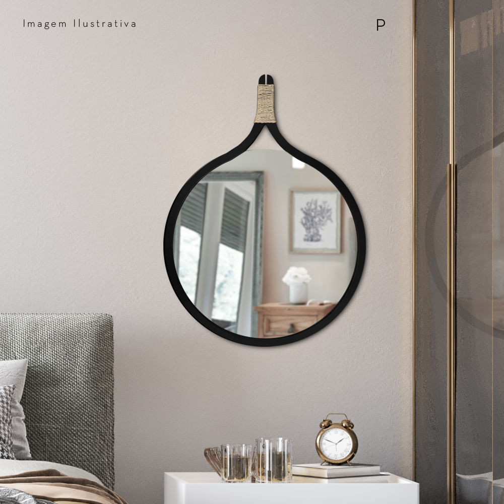 Espelho Decorativo Profile Redondo 85cm Preto