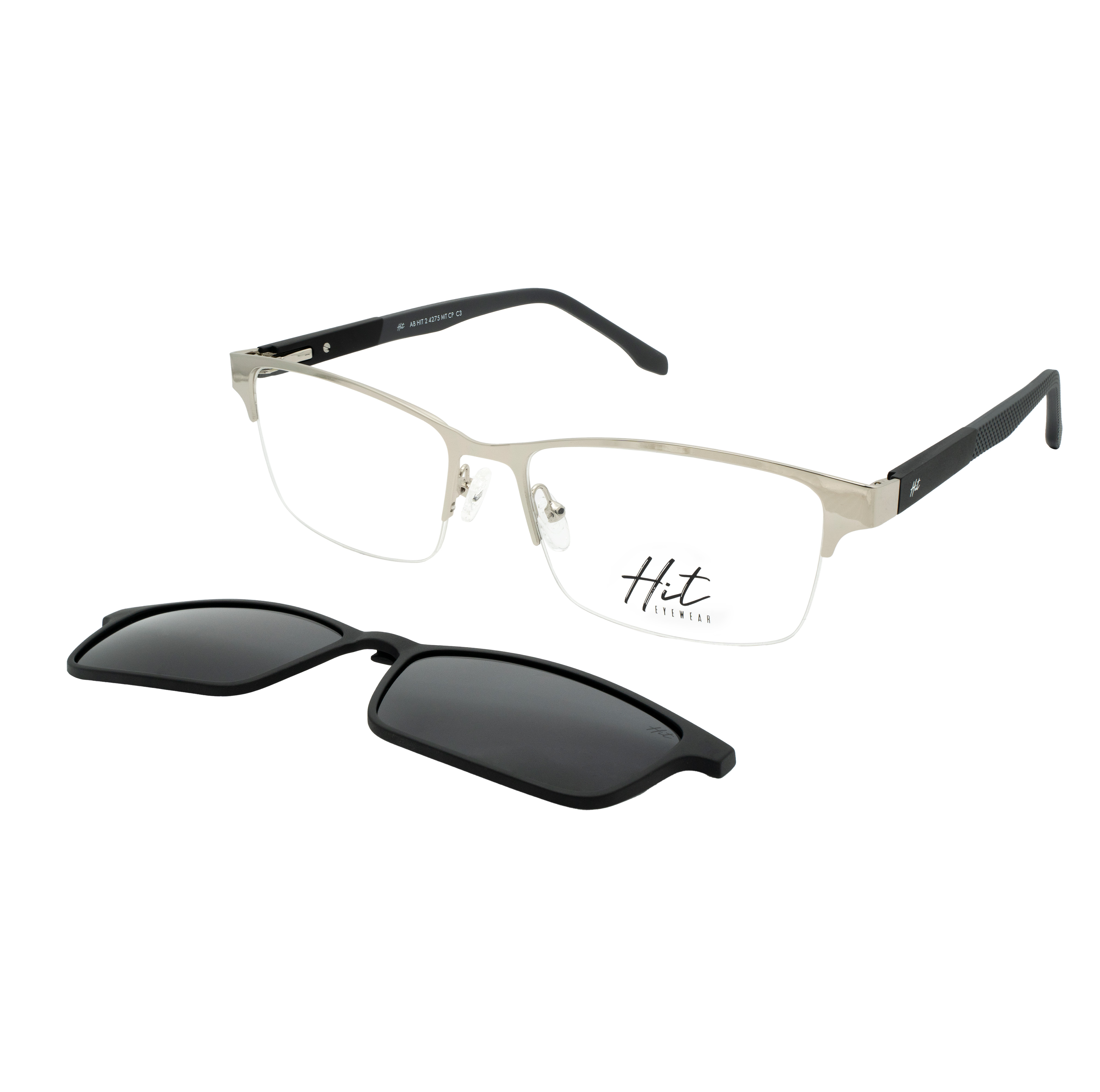 Armação para Óculos de Grau Masculino Hit 2 4275 Prata com Cinza Armação para Óculos de Grau Masculino Hit 2 4275 Prata com Cin