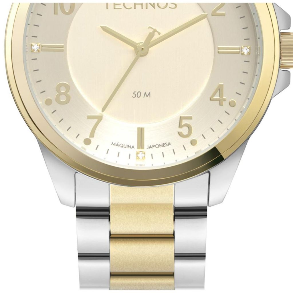 Foto 2 de Relógio Technos Feminino Prata / Dourado Cristais 2035Msz/1X