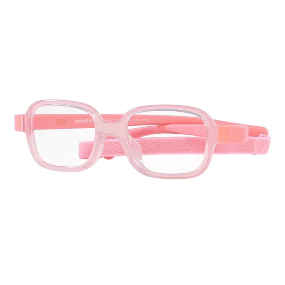 Armação de Óculos de Grau Miraflex MF4001 Feminino Retangular Acetato Rosa
