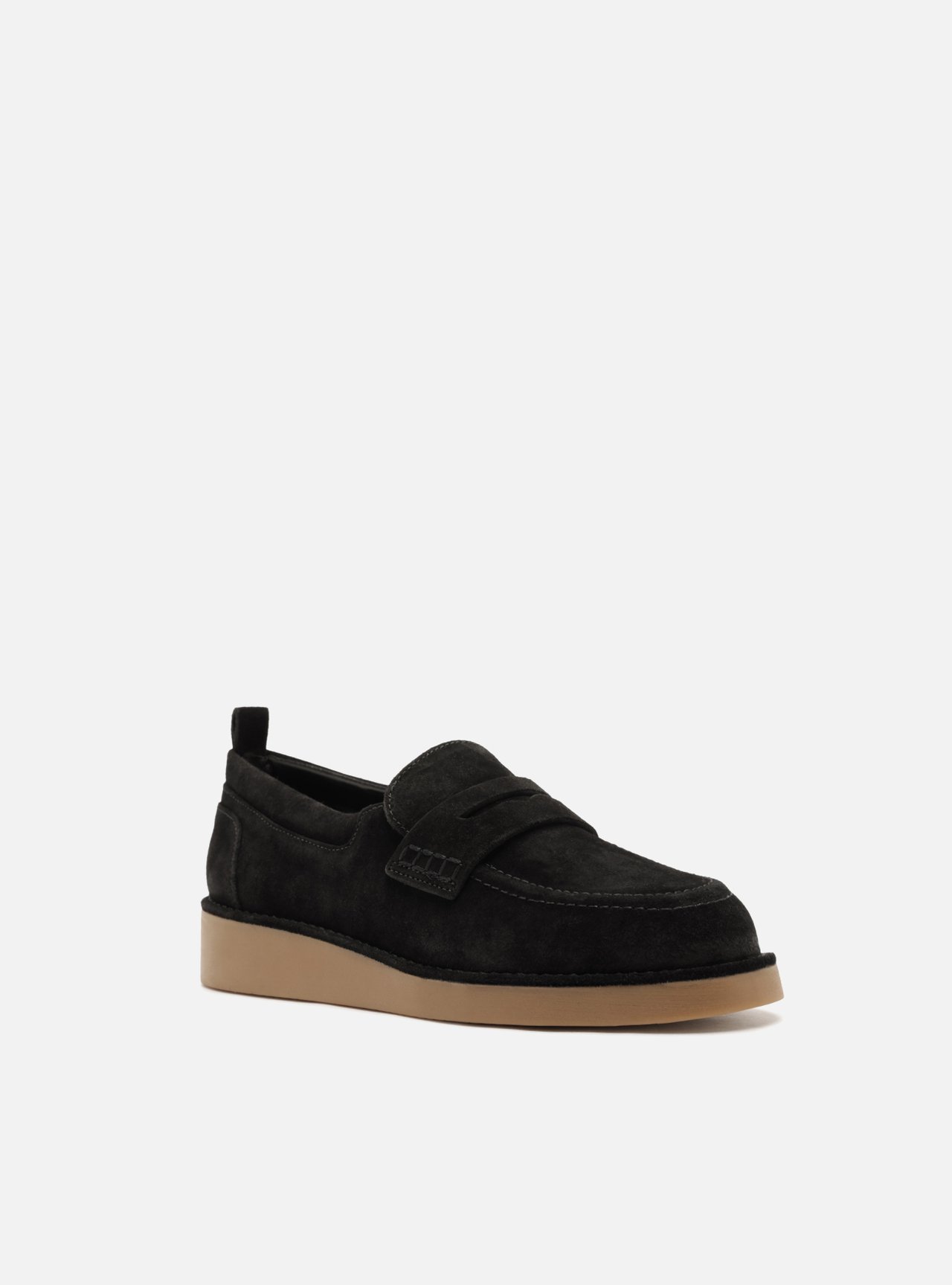 Foto 2 de Mocassim Preto Acamurçado Flatform Tira