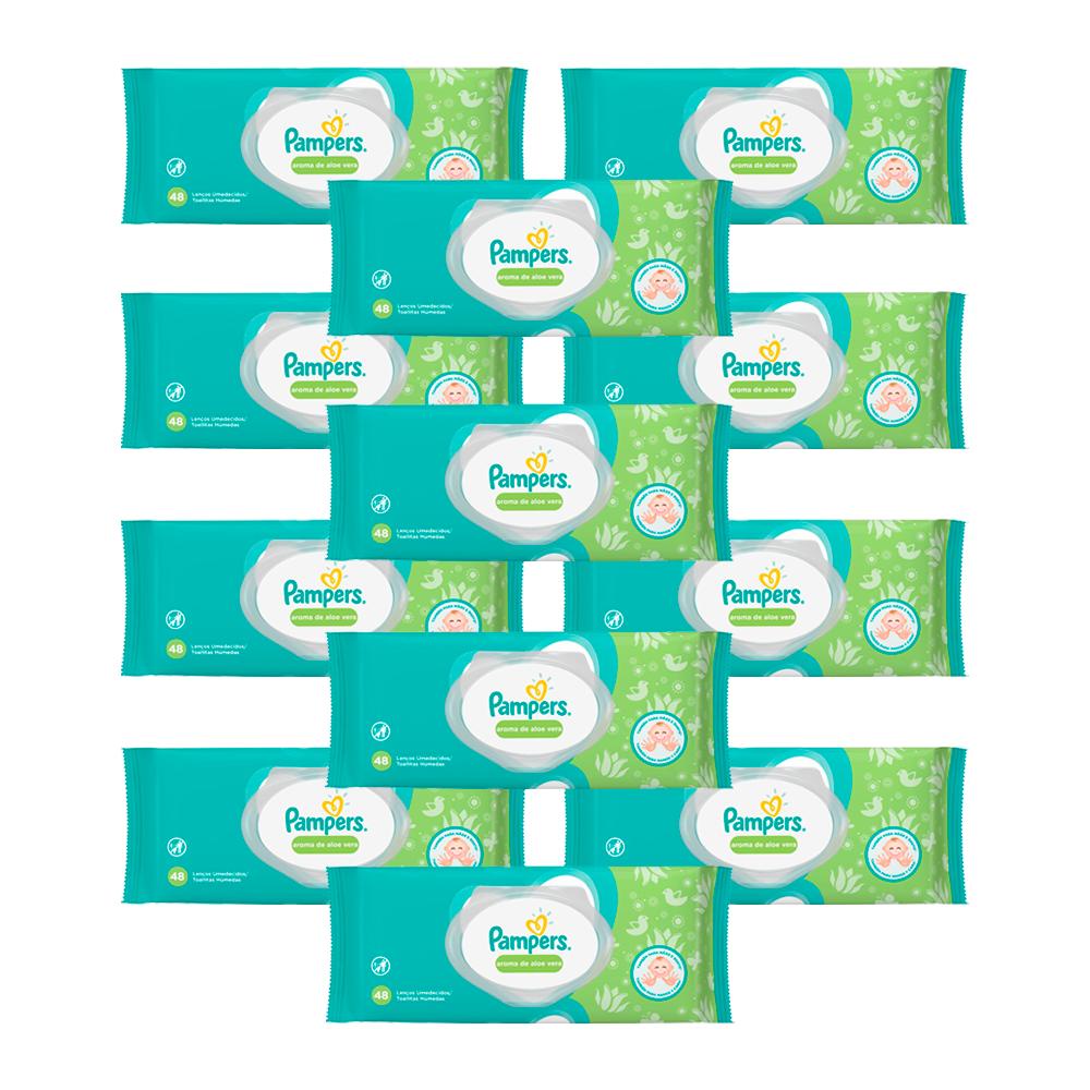 Kit Lenços Umedecidos Pampers Aroma de Aloe Vera com 576 Unidades