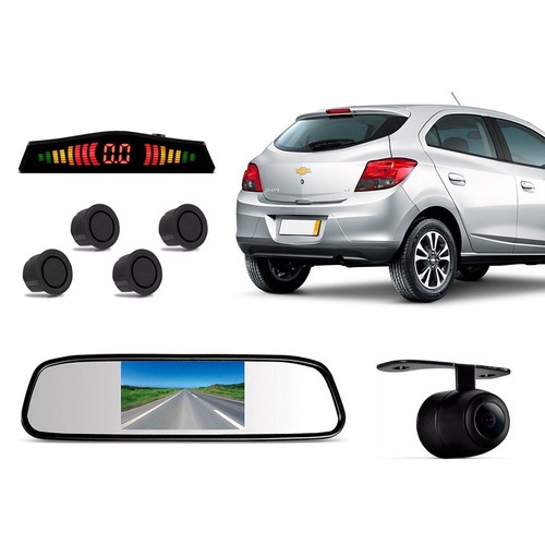 Kit Estacionamento Sensor Retrovisor Câmera Gm Onix