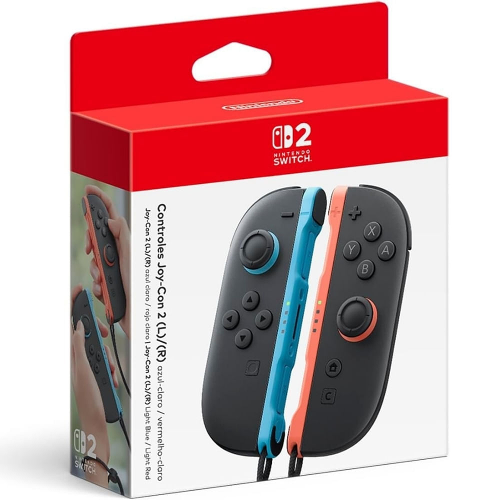 Controle Nintendo Switch 2 Joy-Con 2 Azul Claro e Vermelho Claro