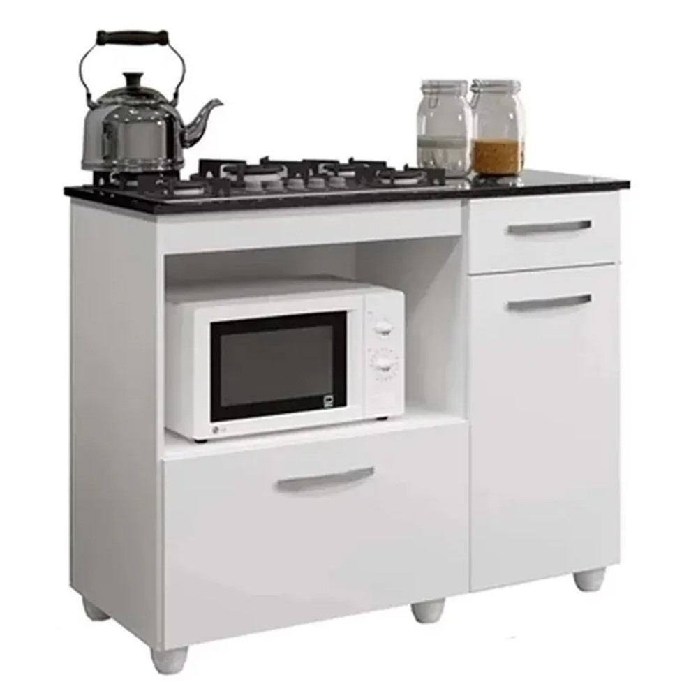 Balcao Para Cooktop Violeta 5 Bocas Branco - Kaiki Moveis
