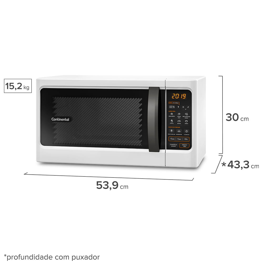 Foto 2 de Micro-ondas Continental Branco 34 Litros com Função Descongelar (MC34B) 220