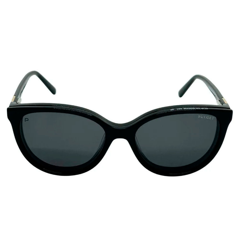 Foto 2 de Armação de Óculos de Grau com Clipon Feminina Bulget Retrô BG6436 Cor Preto Brilho