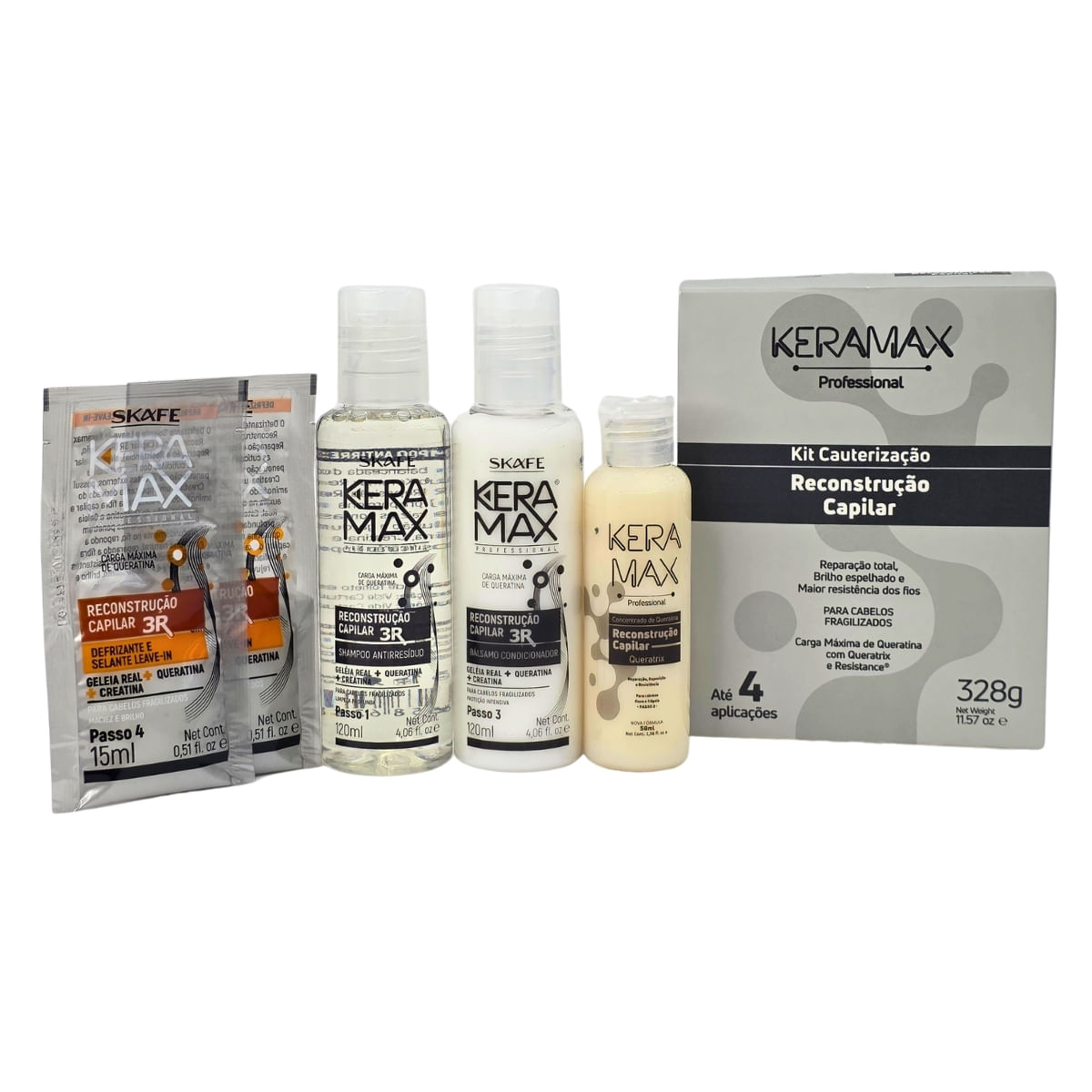 Kit Cauterização Reconstrução Capilar Professional Keramax Skafe 328G
