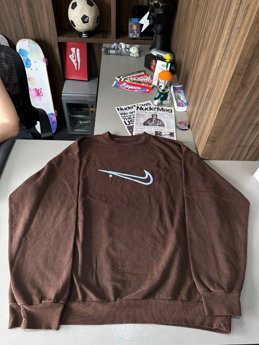 Cactus Jack x Nike Moletom Crewneck Court Brown — XG, Novo