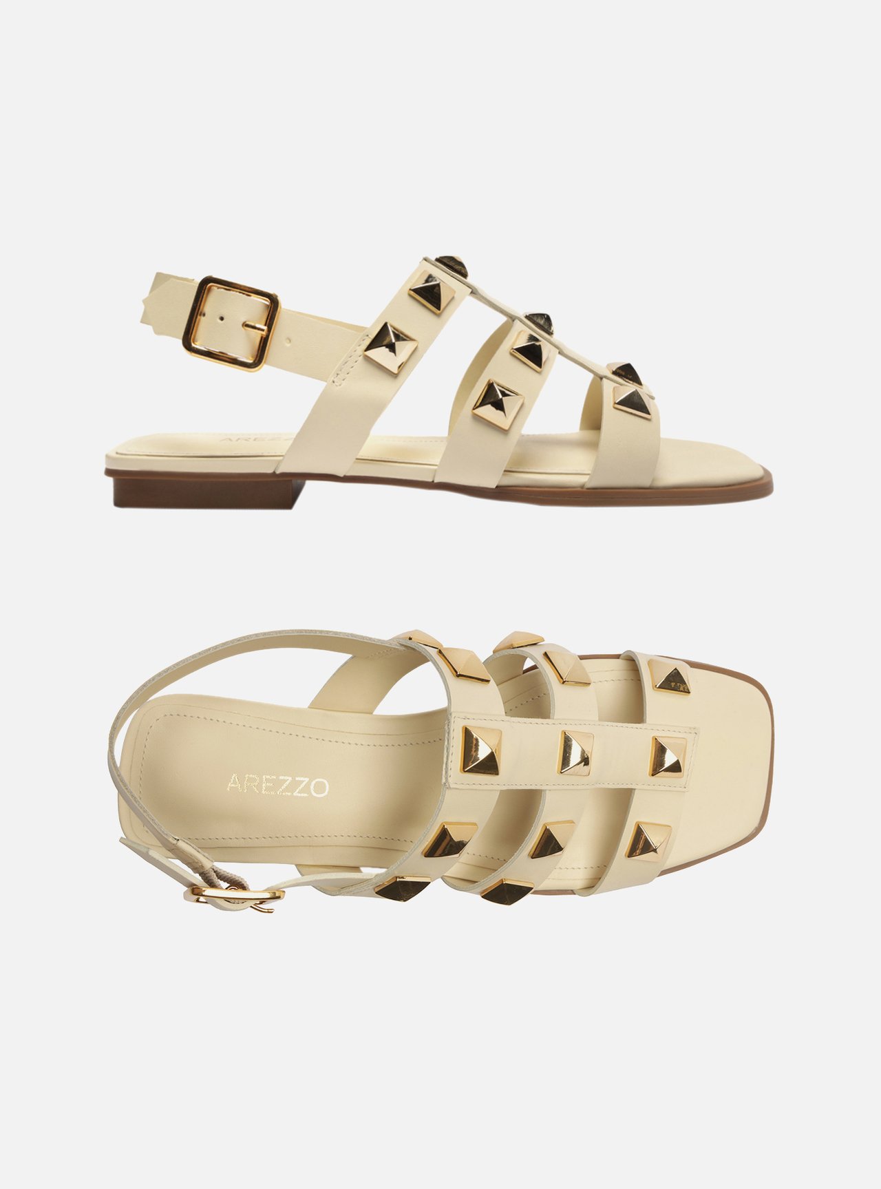 Foto 5 de Sandália Rasteira Off-White Couro Tiras Studs