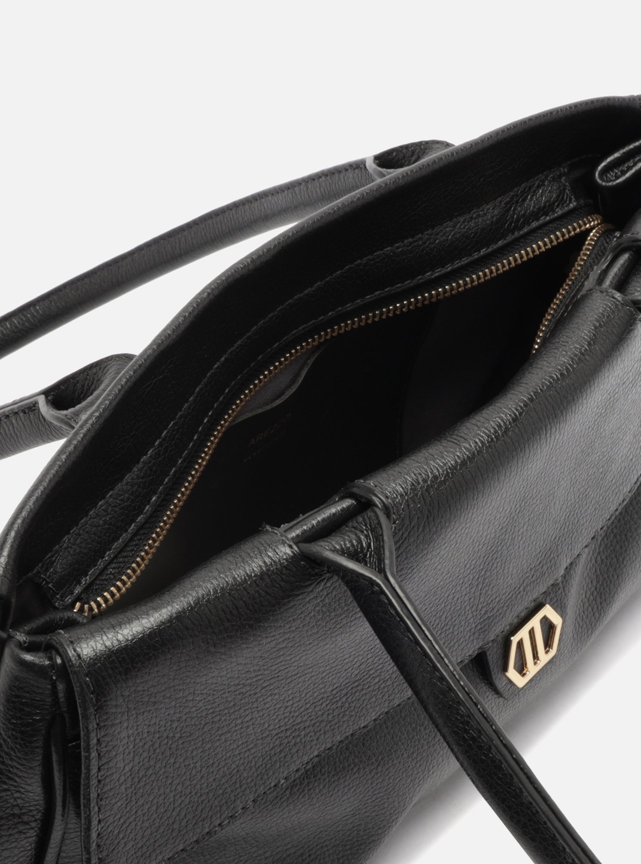 Foto 4 de Bolsa Shoulder Preta Couro Média Metais
