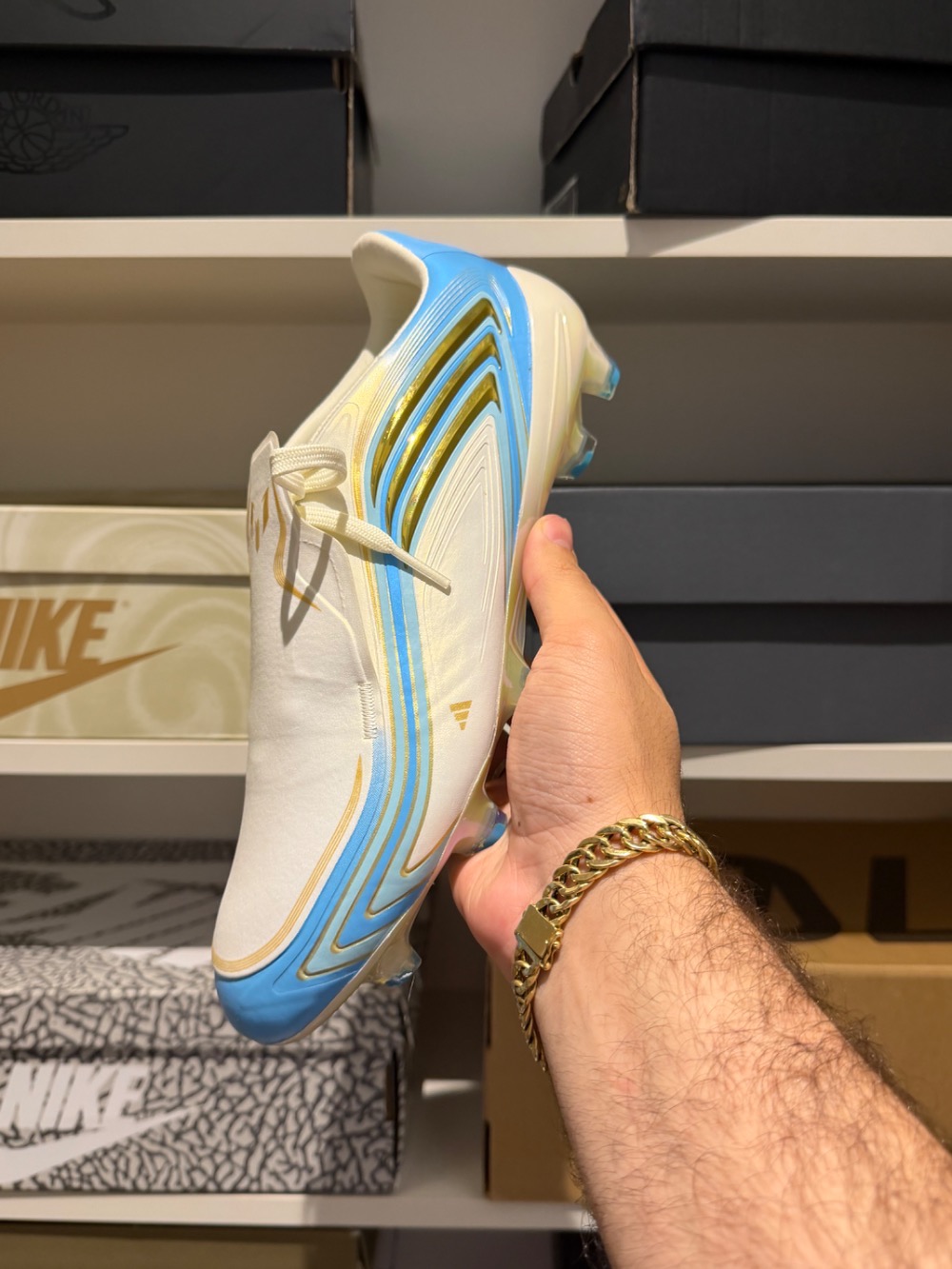 Lionel Messi x adidas Chuteira F50 Elite FG El Ultimo Tango Ivory Blue — 43, Novo