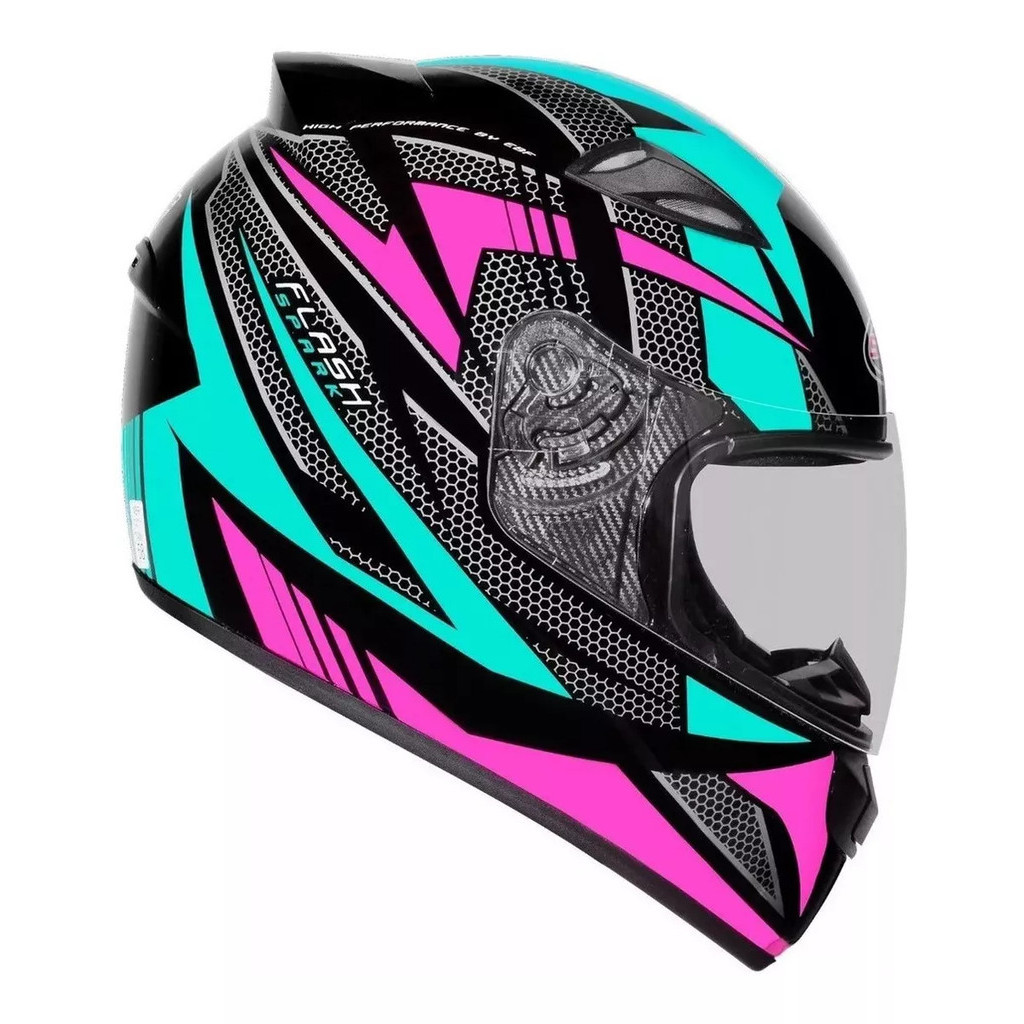 Foto 2 de CAPACETE EBF SPARK FEMININO FLASH PRETO E TIFANY BRILHANTE
