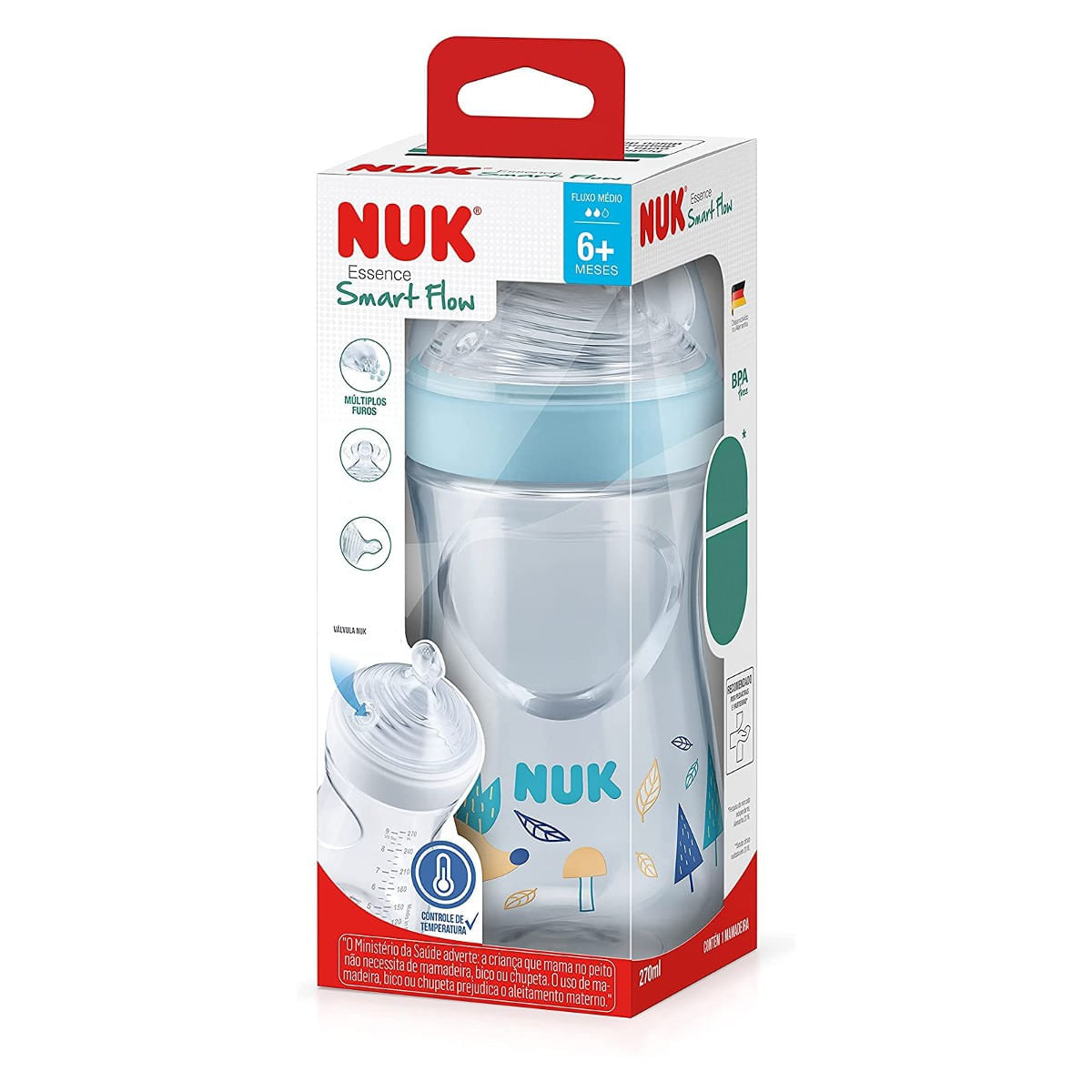 Foto 2 de Mamadeira Essence Smart Flow 270ml Bico 6m+ Azul NUK