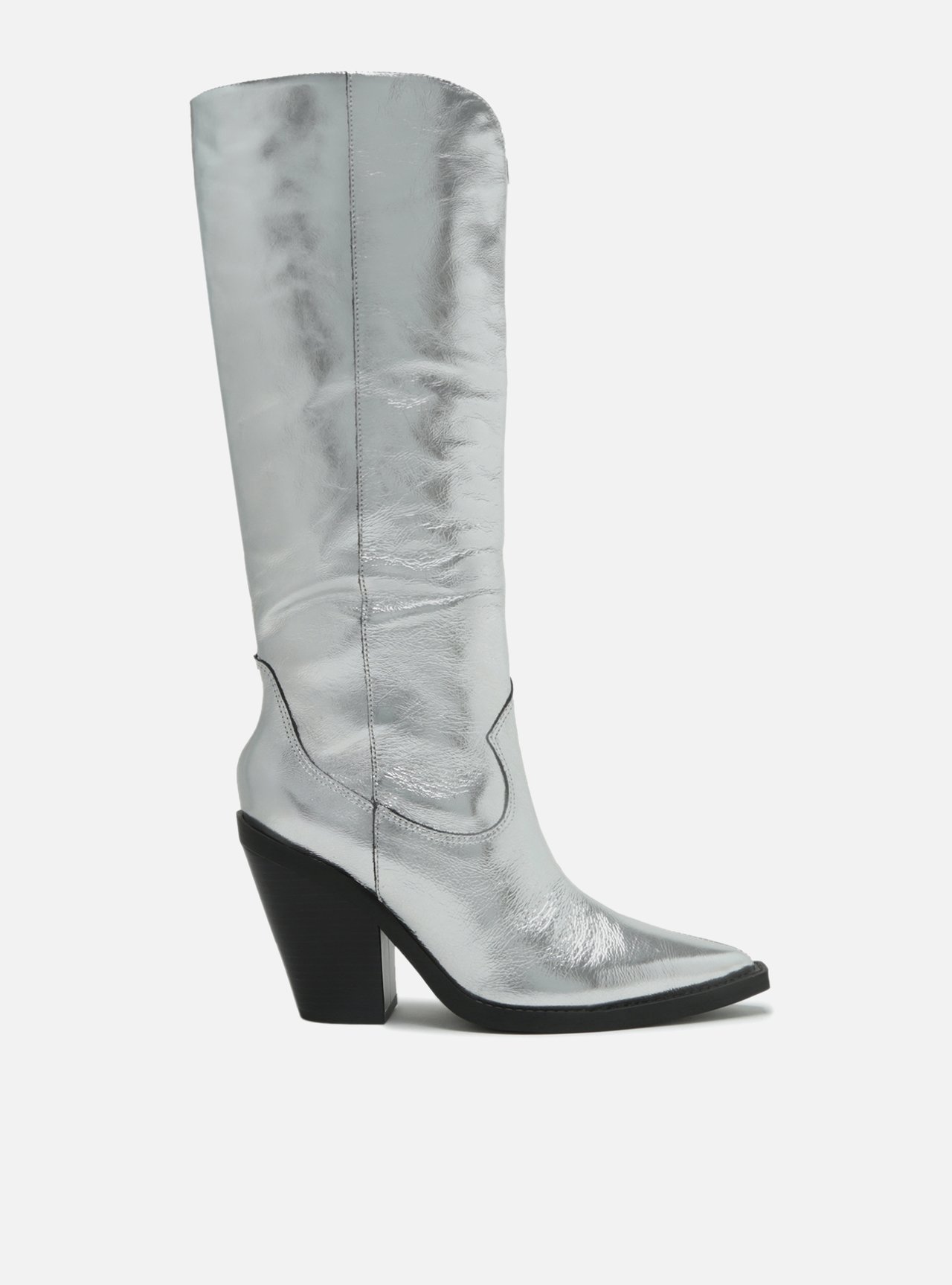Bota Prata Cano Longo Bloco Western