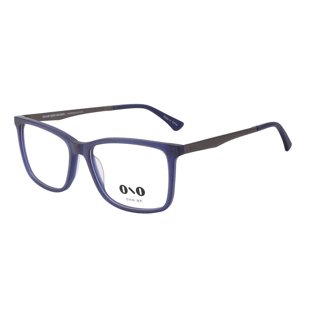 Armação de Óculos de Grau Ono ON0024 Masculino Retangular Combinado Azul Escuro Fosco 57
