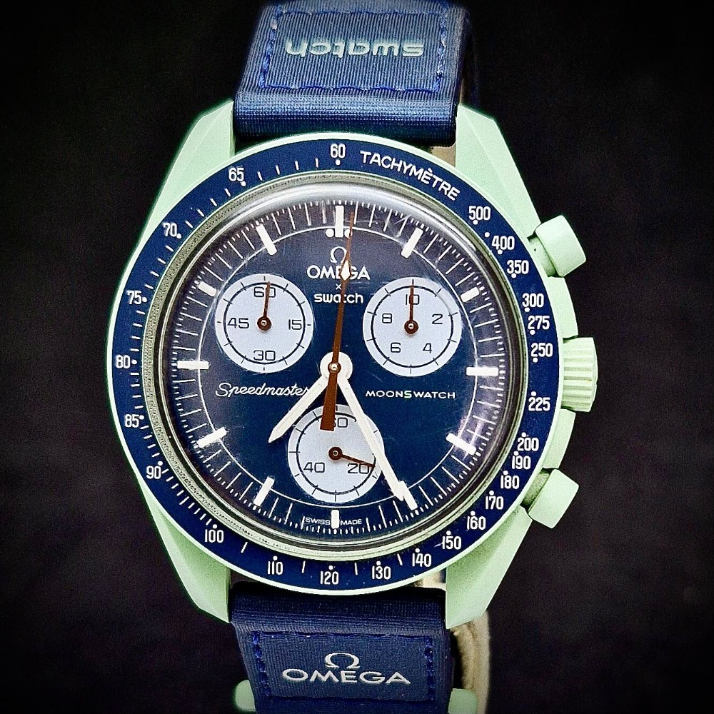 Swatch x Omega Relógio Bioceramic Moonswatch Mission to Earth Navy 42mm — Único, Usado
