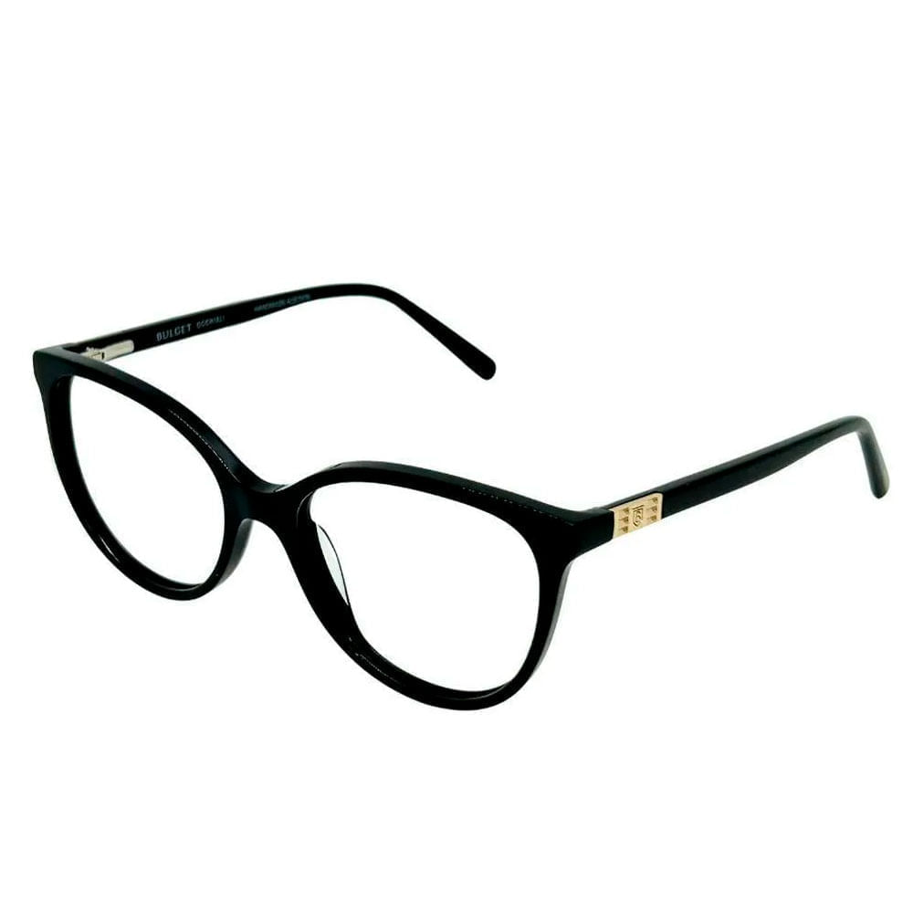 Foto 3 de Armação de Óculos de Grau com Clipon Feminina Bulget Retrô BG6436 Cor Preto Brilho