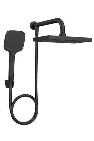 Chuveiro Retangular De Parede 26,5Cm Com Desviador Black Matte Deca