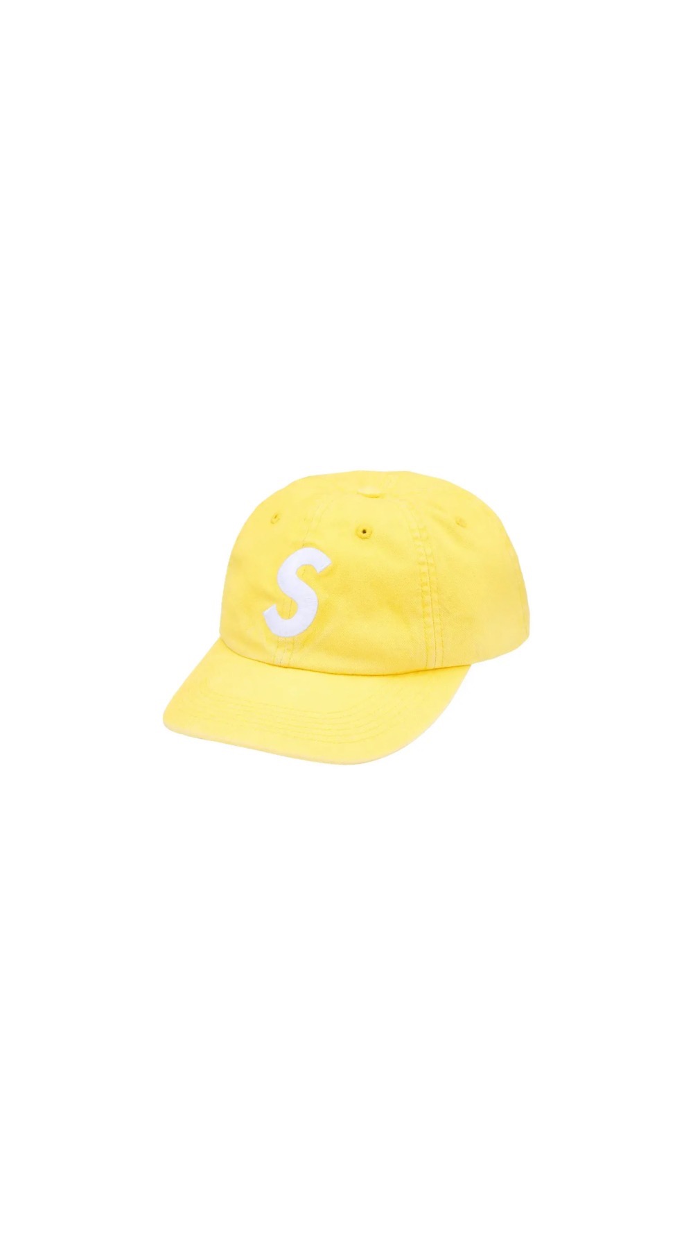 Boné Supreme Washed Canvas S Logo 6-Panel Yellow FW26-W3 — Único, Novo