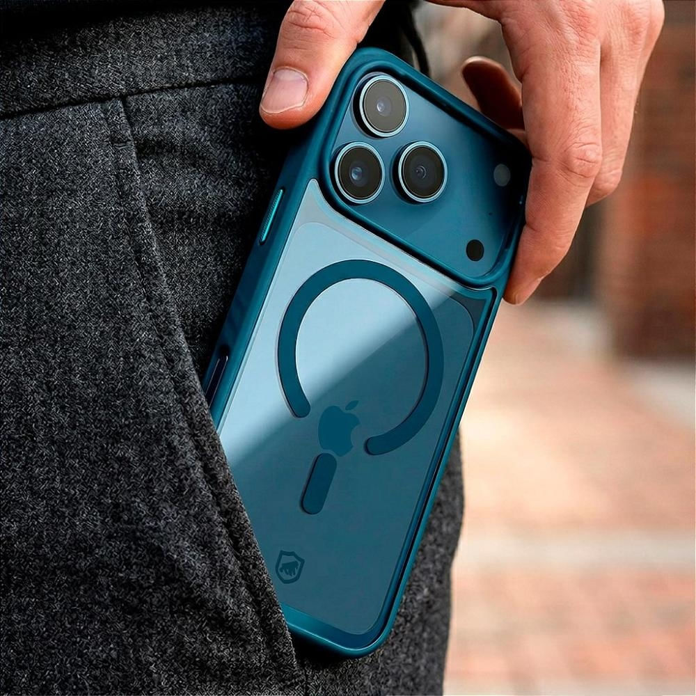 Foto 3 de Capa case capinha para iPhone 18 Pro Max - Magsafe Wave Transparente - Azul - Gshield