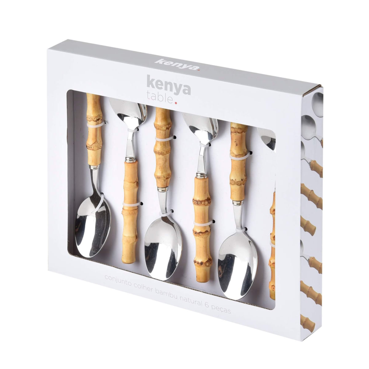 Foto 3 de 6 Colheres de Chá Bamboo Natural em Aço Inox Kenya