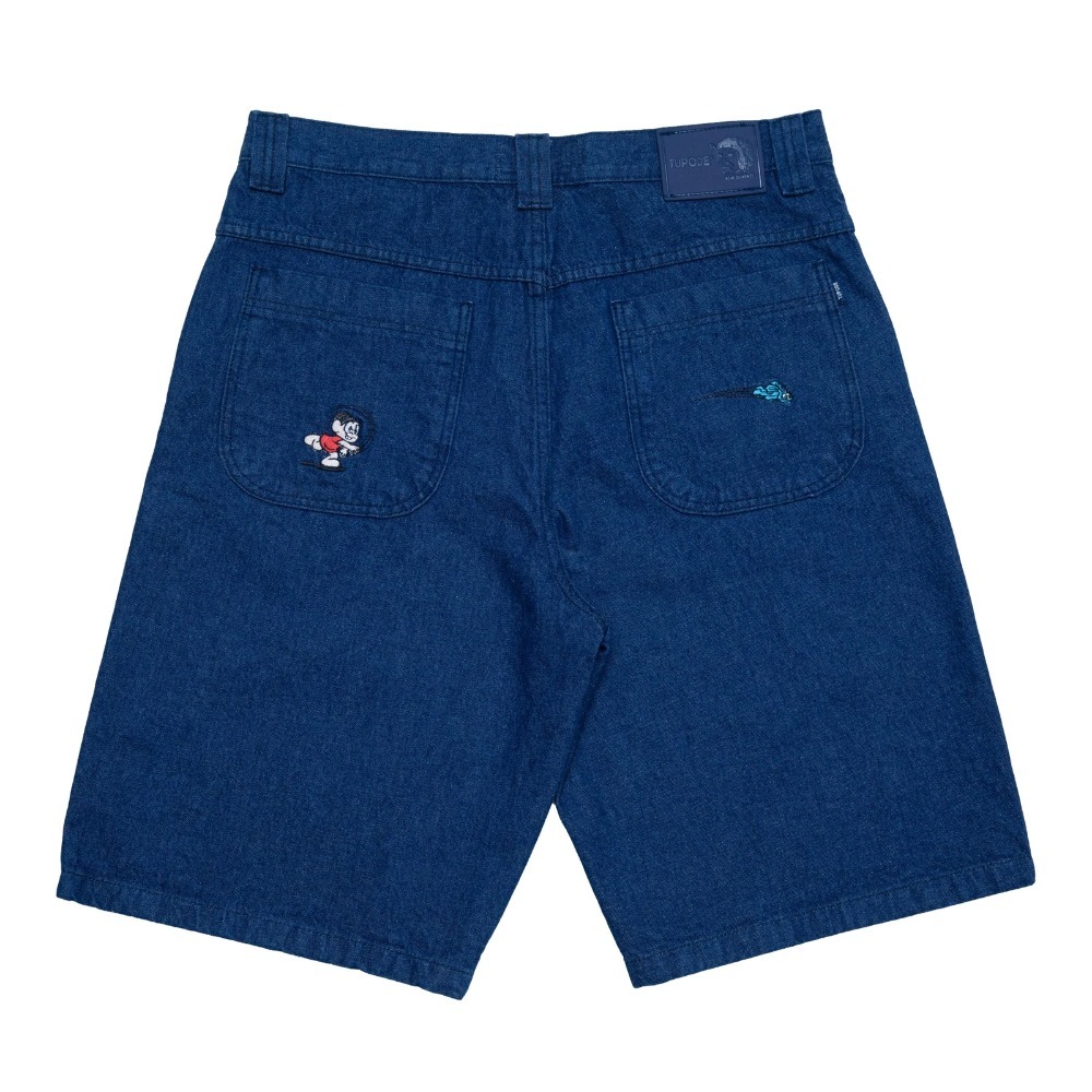 Turma da Mônica x Tupode Bermuda Baggy Mônica Sansão Voa Jeans Azul Stone — PP / P / M / G / XG, Novo