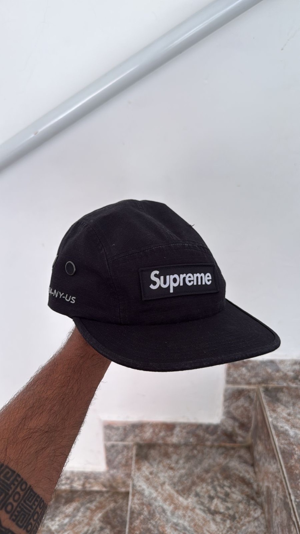 Boné Supreme Military Camp Black FW25-W18 — Único, Novo
