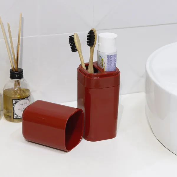 PORTA ESCOVA SPLASH COM TAMPA VERMELHO - BRINOX